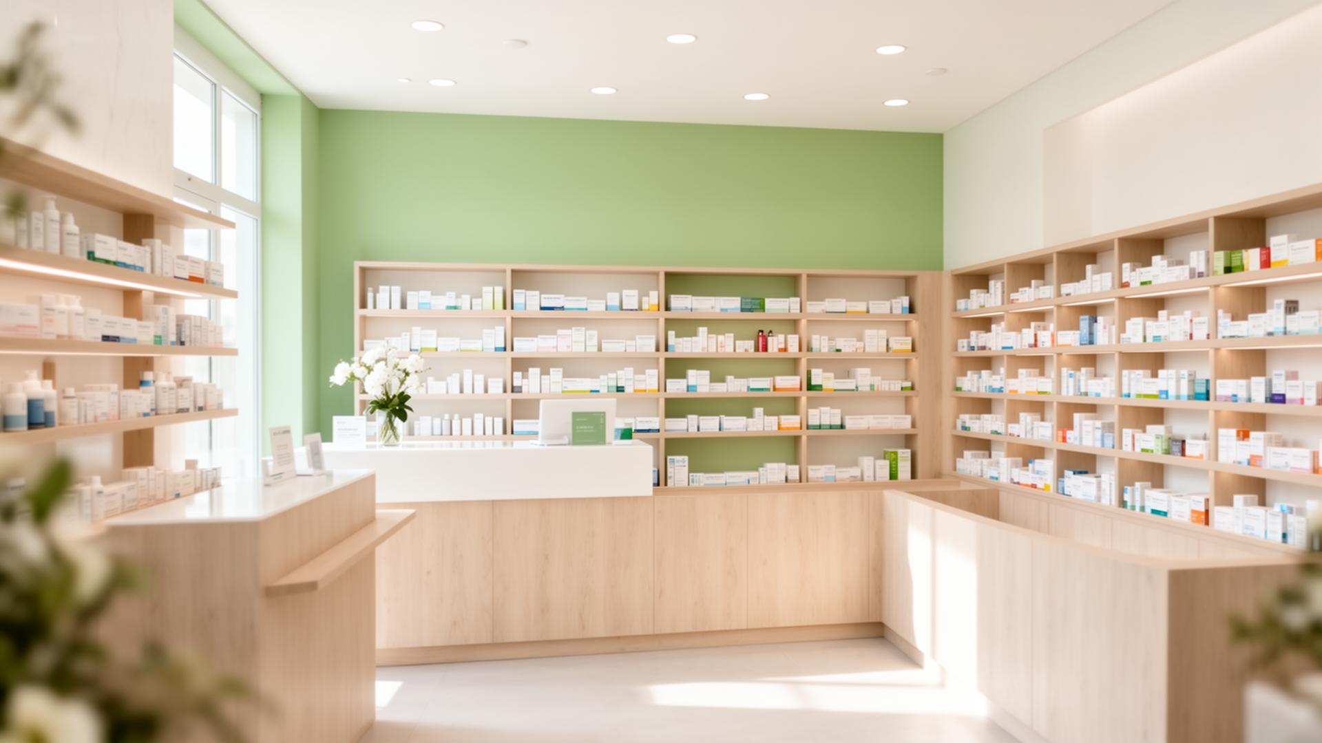 Intérieur lumineux de la Pharmacie de Puygouzon